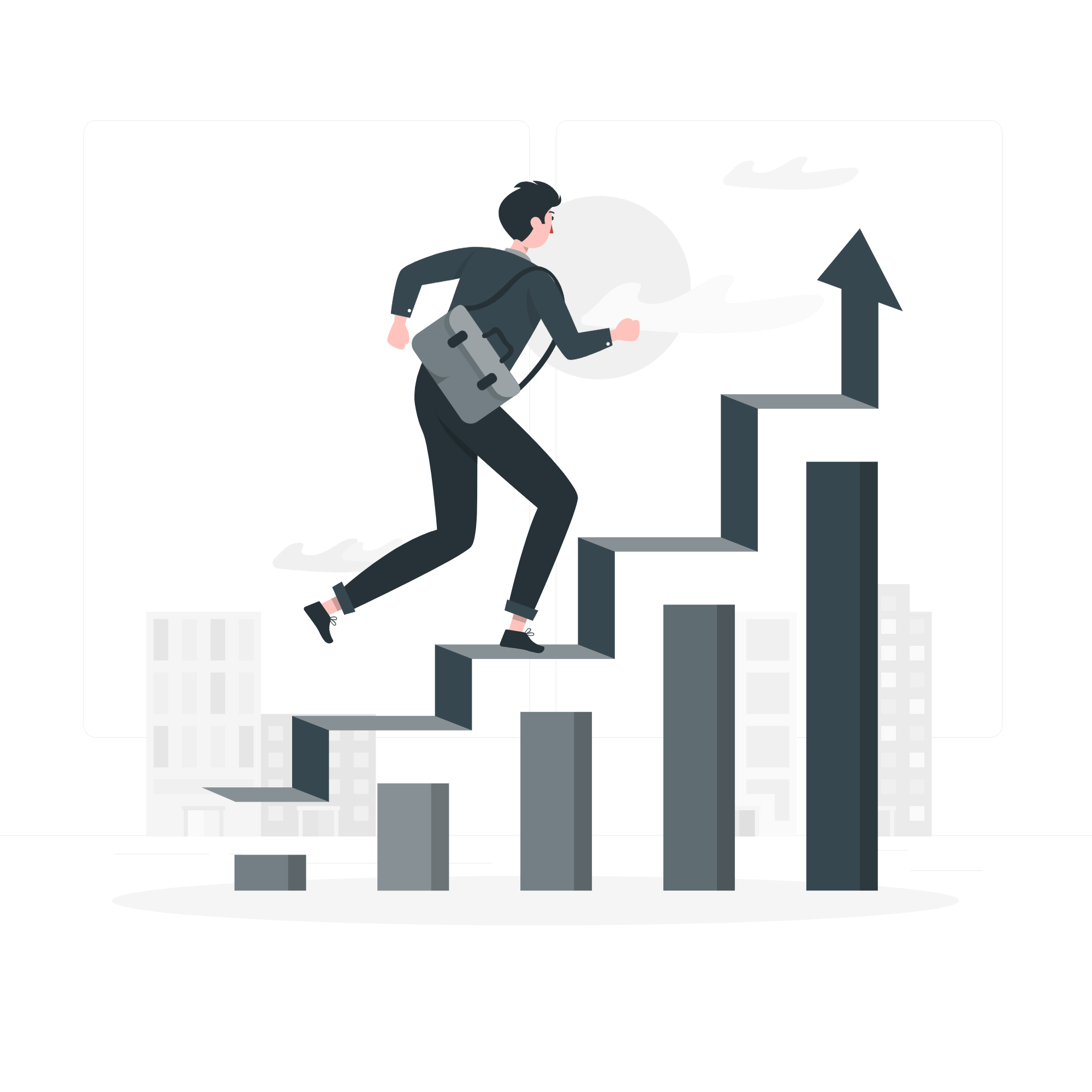 Person climbing bar graph